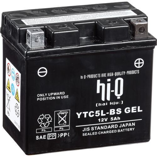 Motorcycle Batteries Hi-Q battery AGM Gel sealed HTC5L, 12V, 5Ah (YTC5L) Neutral