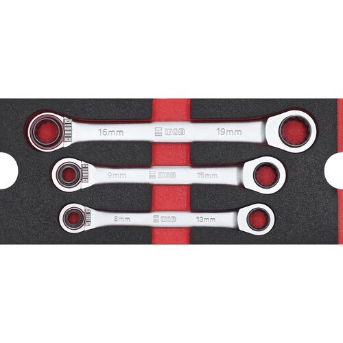 Wrench & Tong WGB Ring spanner set with ratchet red 3-piece Beige