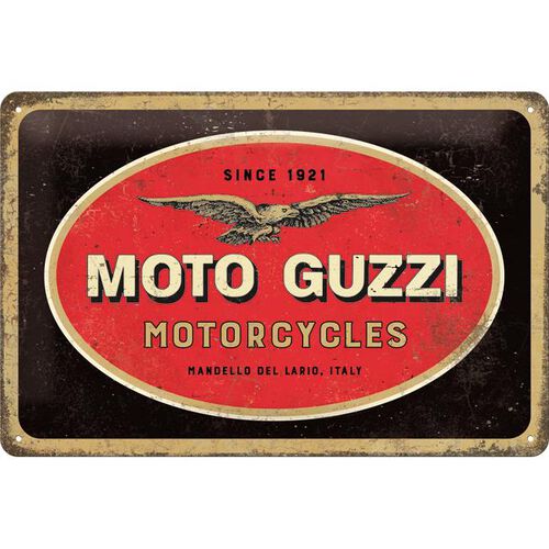 Motorrad Blechschilder & Retro Nostalgic-Art Blechschild 20 x 30 "Moto Guzzi - Logo Motorcycles" Neutral