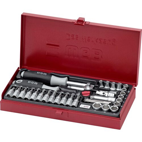 Motorbike Tool Cases & Tool Ranges WGB 1/4'' socket wrench set 36 pieces in a sheet steel case Black