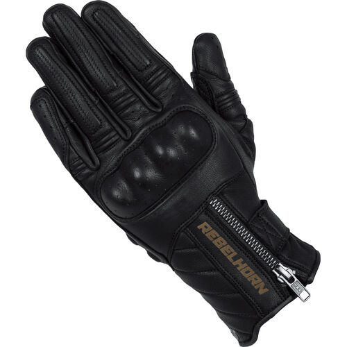 Motorcycle Gloves Scooter Rebelhorn Hunter Leather Glove Black