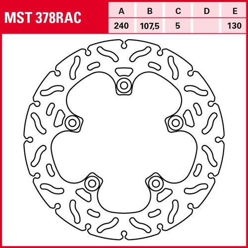 Motorcycle Brake Discs TRW Lucas brake disc RAC rigid MST378RAC 240/107,5/130/5mm Orange