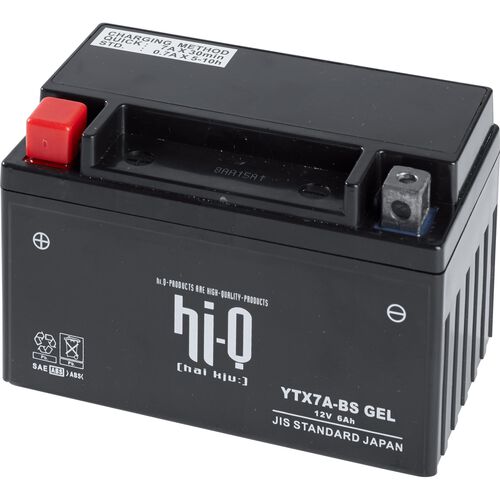 Batteries de moto Hi-Q batterie AGM Gel scellé HTX7A, 12V, 6Ah (YTX7A) Neutre