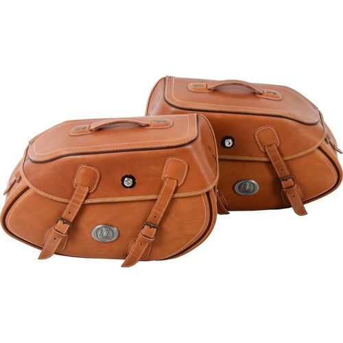 Motorbike Saddlebags Hepco & Becker leather saddle bag pair Buffalo 42 liters  sand brown Neutral