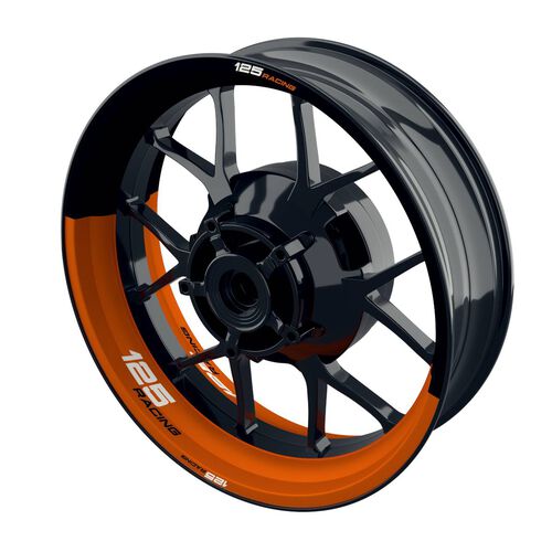 Autocollant de bord de jante de moto One-Wheel Wheel rim stickers 125 Racing half-half split orange matte
