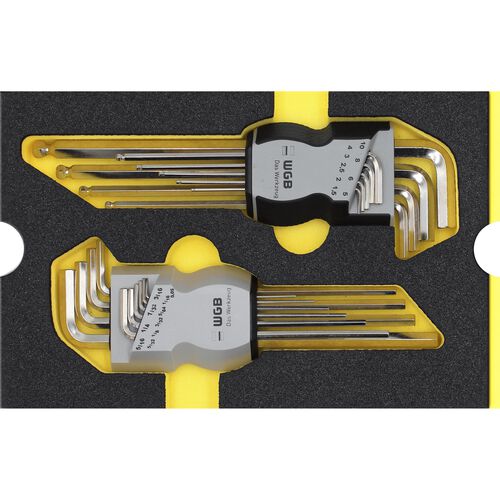 Hexagon wrench set yellow metric/inch 19-piece