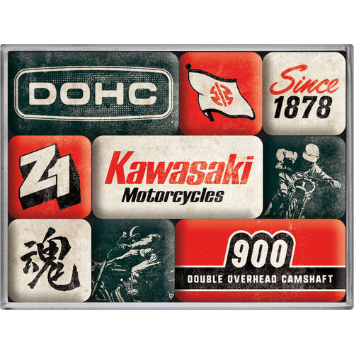 Geschenkideen Nostalgic-Art Magnet-Set "Kawasaki - Motorcycles Since 1878" Schwarz