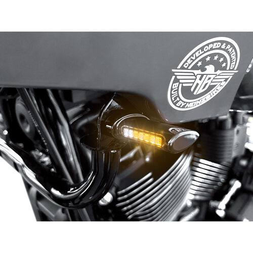 Motorcycle LED Indicators HeinzBikes LED alu indicator/positionlightpair Classic ST black White