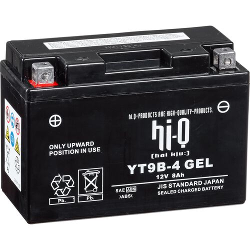 Batteries de moto Hi-Q batterie AGM Gel scellé HT9B-4, 12V, 8Ah (YT9B-4, YT9B-BS) Neutre