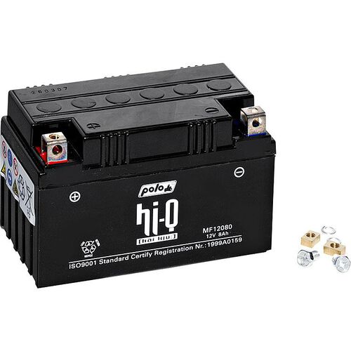 Batteries de moto Hi-Q batterie AGM Gel scellé HTX9-BS, 12V, 8Ah (YTX9-BS) Neutre