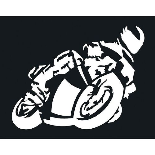 Motorcycle Images POLO Motorcycle rider sticker big white Grey