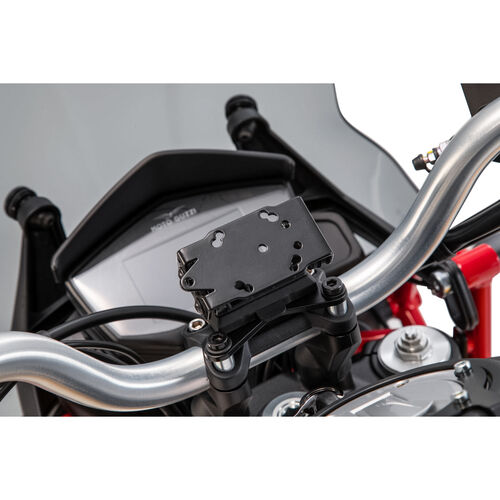 Motorrad Navi Stromversorgung SW-MOTECH QUICK-LOCK Navi-Halter an Lenker für Moto Guzzi V 85 TT Grau