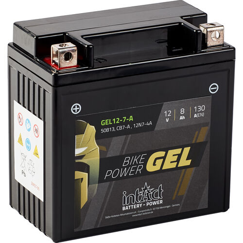 Batteries de moto intAct batterie Bike Power gel fermé B7-A  12 Volt, 8Ah (CB7-A/ 12N Neutre
