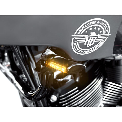 Motorcycle LED Indicators HeinzBikes LED alloy indicator pair Classic ST black White