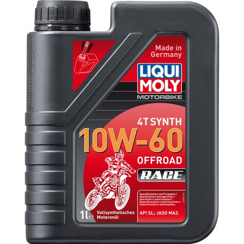 Motorcycle Engine Oil Liqui Moly Motorbike 4T 10W-60 Offroad Race Vollsynth. 1 ltr. Neutral
