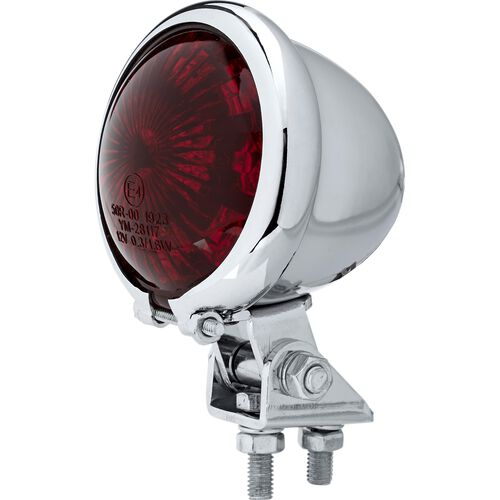 Motorrad Rücklichter & Reflektoren Shin Yo LED Rücklicht BATES STYLE Ø57mm schwenkbar chrom, rotes Glas Schwarz