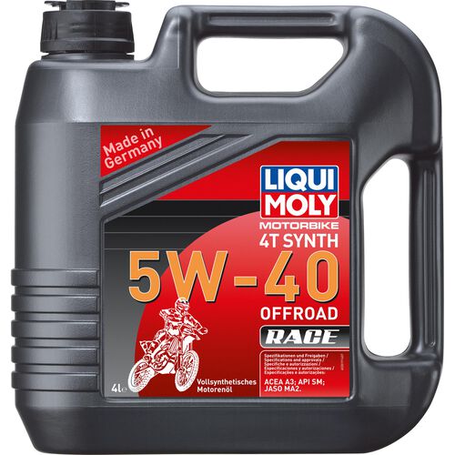 Motorcycle Engine Oil Liqui Moly Motorbike 4T 5W-40 Offroad Race Vollsynth. 4 ltr. Neutral