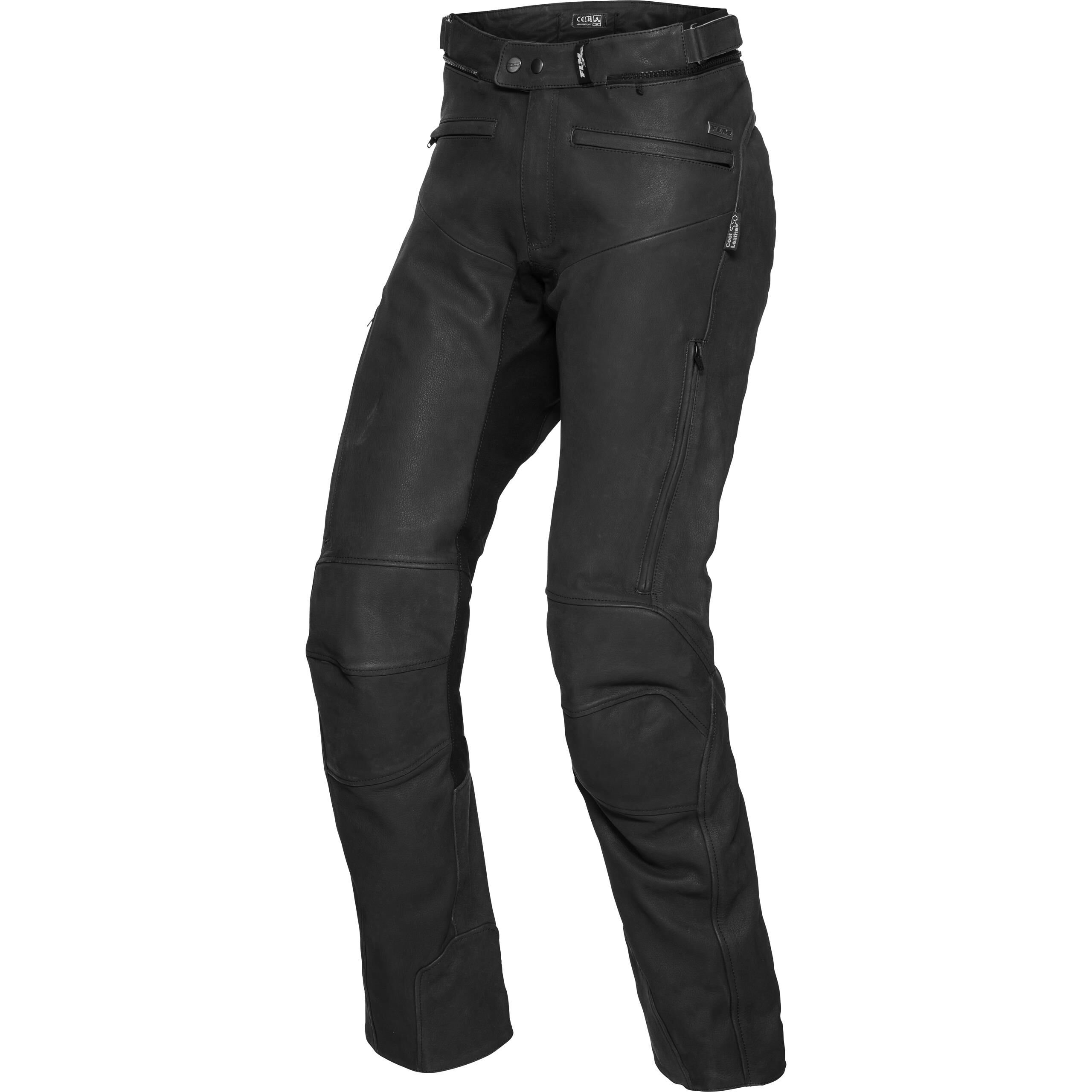 Black Nubuck Leather Biker Trousers