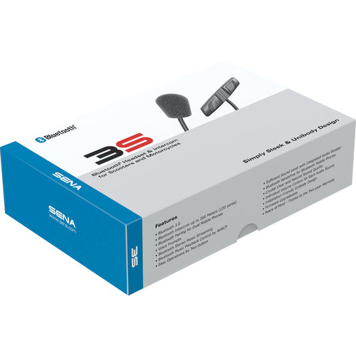 Motorrad Kommunikationsgeräte Sena 3S Plus-WB Bluetooth Headset Single Pack Neutral