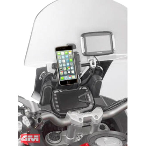 Motorrad Navi Stromversorgung Givi Navi-Haltestrebe am Windschild FB7408 für Ducati Schwarz