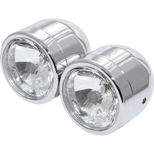 Motorcycle Headlights & Lamp Holders Shin Yo double headlights 90 mm adding high beam H4 chrome Blue
