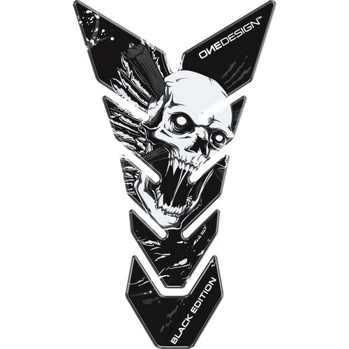 Motorcycle Tankpads, Films & Stickers ONEDESIGN Tankpad CG 225x130mm Skull 6 black/white