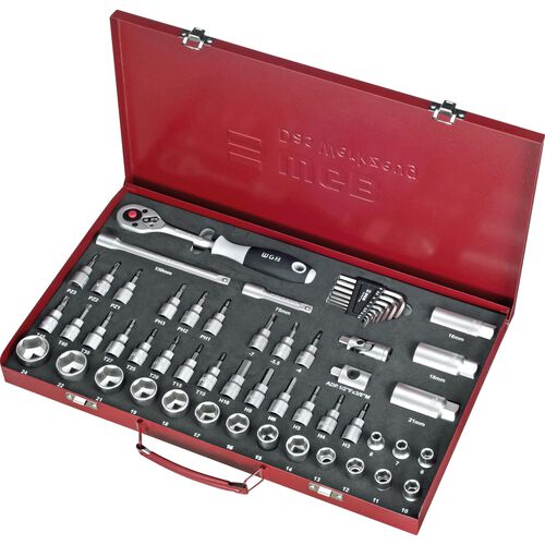 Kits d’outils/assortiments d’outils pour moto WGB Jeu de clés à douilles 10 mm (3/8") 55 pièces 2490 Noir