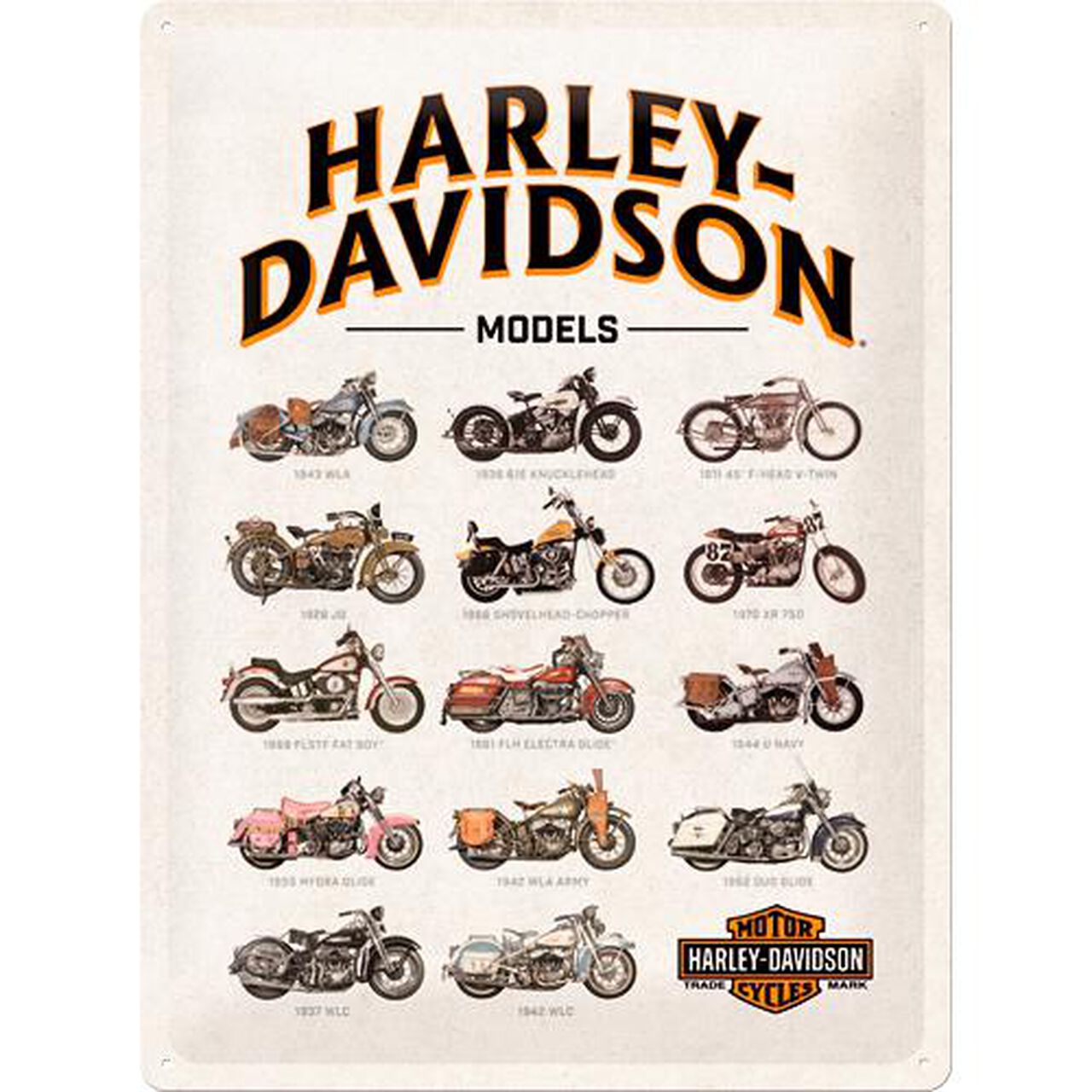 Nostalgic Art Metal Postcard 30x40cm Harley Davidson Model Chart For Eur 19 99 Polo Motorrad