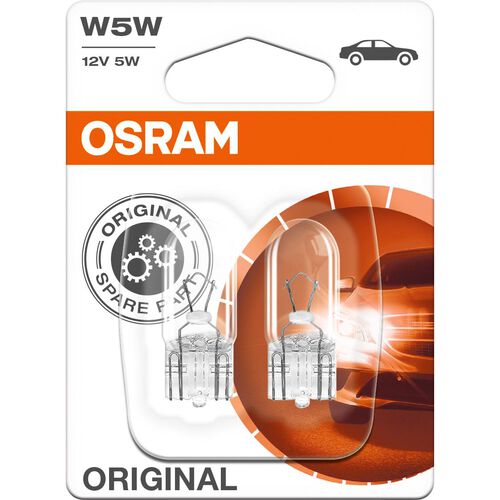 Osram Original Leuchtmittelpaar 12V, 5W Glassockel W2.1x9.5d