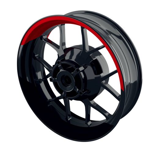 Autocollant de bord de jante de moto One-Wheel Wheel rim stickers split half-half black red matte Rouge