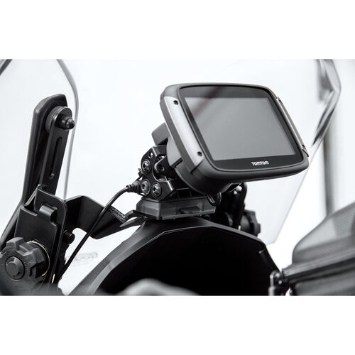 Motorcycle Navigation Power Supply SW-MOTECH QUICK-LOCK GPS mount at cockpit for Kawasaki Grey