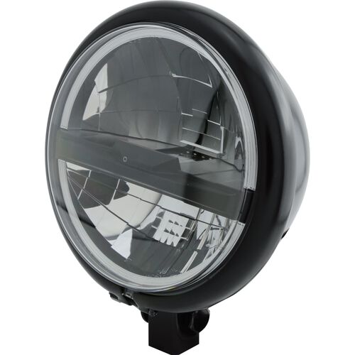 Phares & supports de phare de moto Highsider LED phare Ø155mm Bates Style T5 en bas noir Blanc