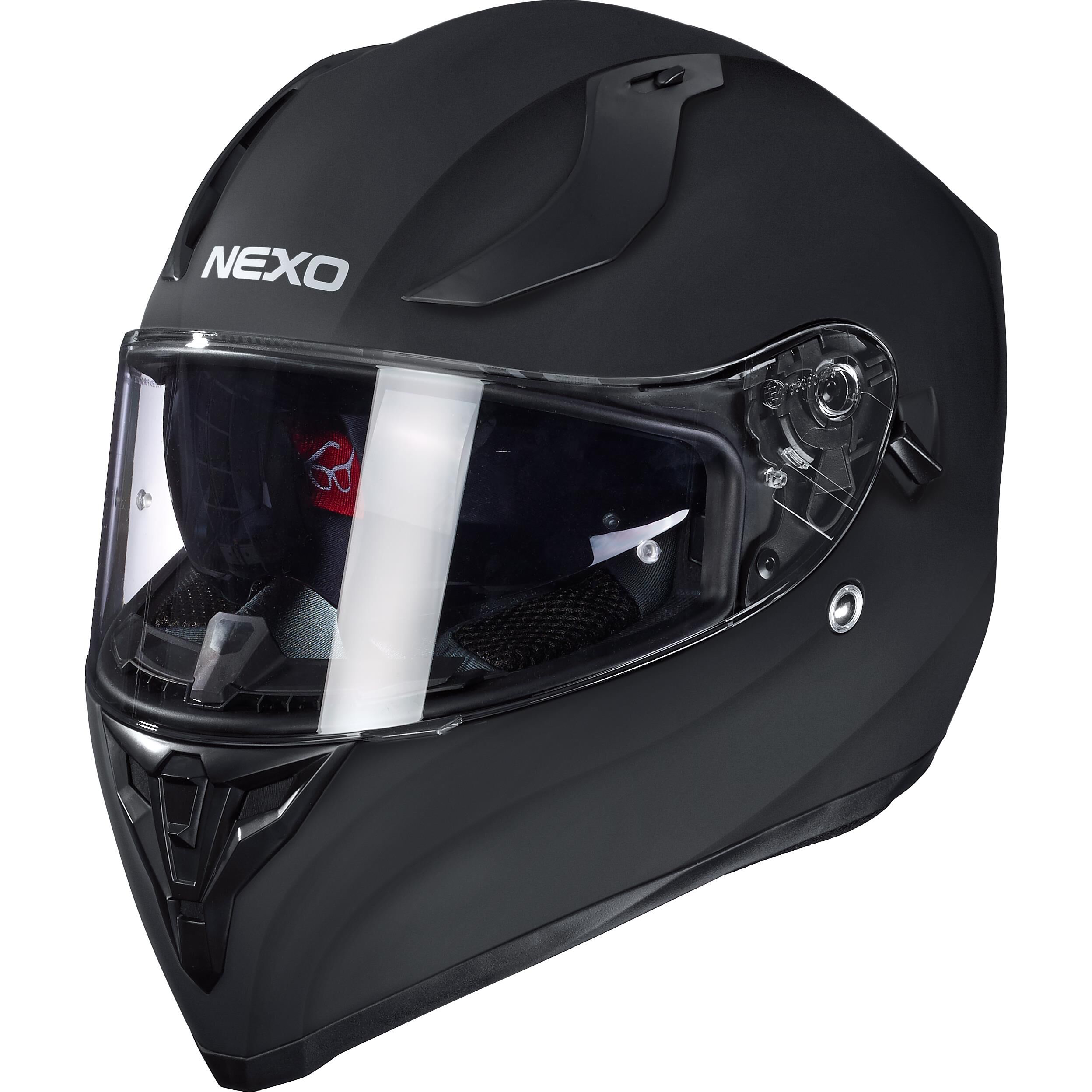 XS-XL Ratschenverschluss Nexo Integralhelm Motorradhelm Helm Motorrad Mopedhelm Sport II verschiedene Dekore klares Visier herausnehmbare Polster Windabweiser Be- Entlüftung 