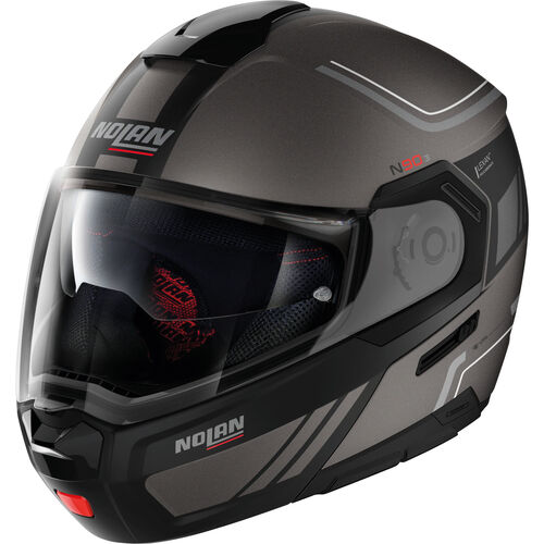 Flip Up Helmets Nolan N90-3 n-com Voyager Black/Silver #16 XS Grey
