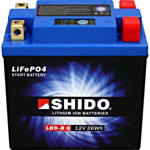 Motorradbatterien Shido Lithium Batterie LB9-B Q, 12V, 3Ah (YB7/YB9/YTX9A/12N7/12N9/ Neutral