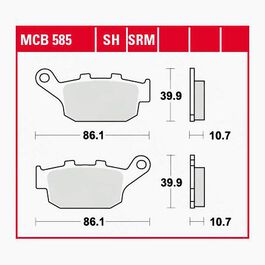 plaquettes de frein MCB585  86,1x39,9x10,7mm