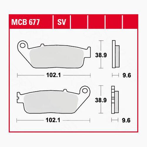 Plaquettes de frein de moto TRW Lucas plaquettes de frein MCB677  102,1x38,9x9,6mm Neutre