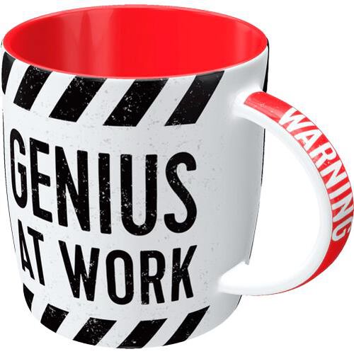 Tasses moto Nostalgic-Art tasse "WARNING Genius at Work" 330 ml Bleu