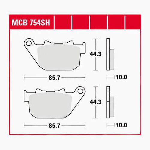 Plaquettes de frein de moto TRW Lucas plaquettes de frein Street MCB754SH 85,7x44,3x10mm Noir