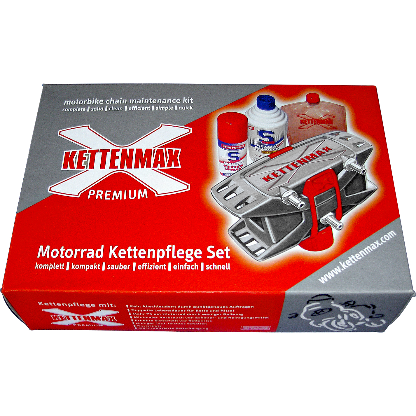 Kettenmax Premium Ketten-Pflegewerkzeug mit S100 Kettenreiniger