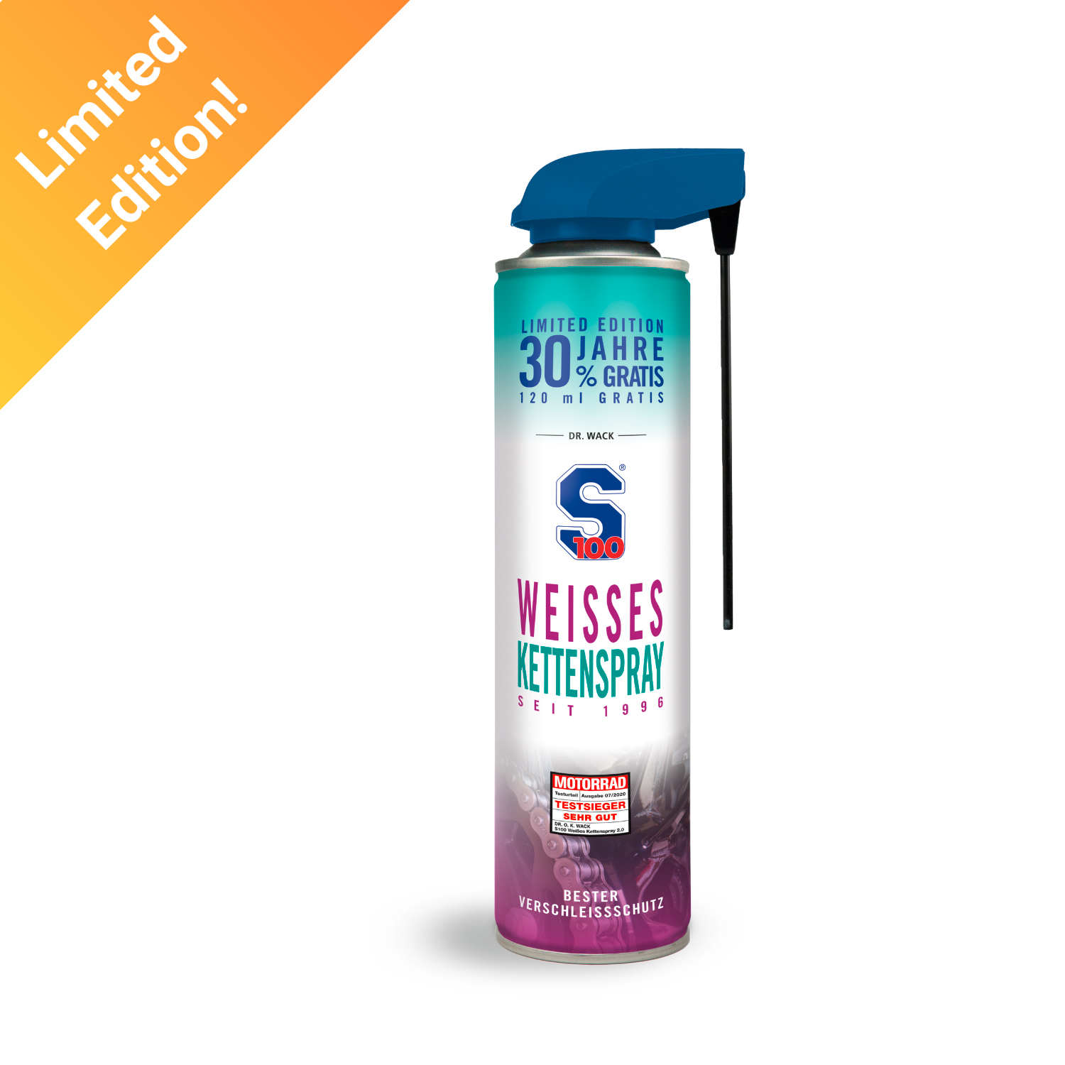 S100 Weißes Kettenspray Jubiläumsedition 520 ml - Motorradzubehör - Öle & Schmiermittel
