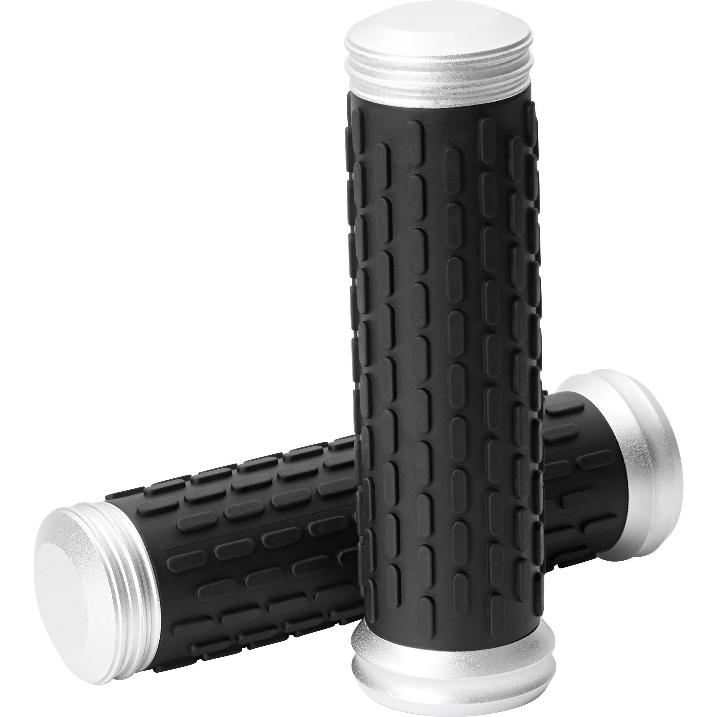 Hashiru Griffgummipaar ST06 mit Aluenden für 22mm schwarz/silber - Motorradteile & Ersatzteile - Lenker, Griffe & Hebel