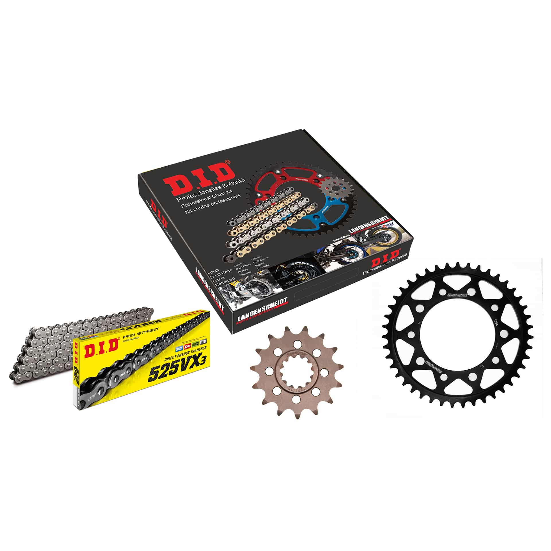 D.I.D. chain kit 525VX3 rivet X 15/43/108 for CBR 600 F 1997-1998