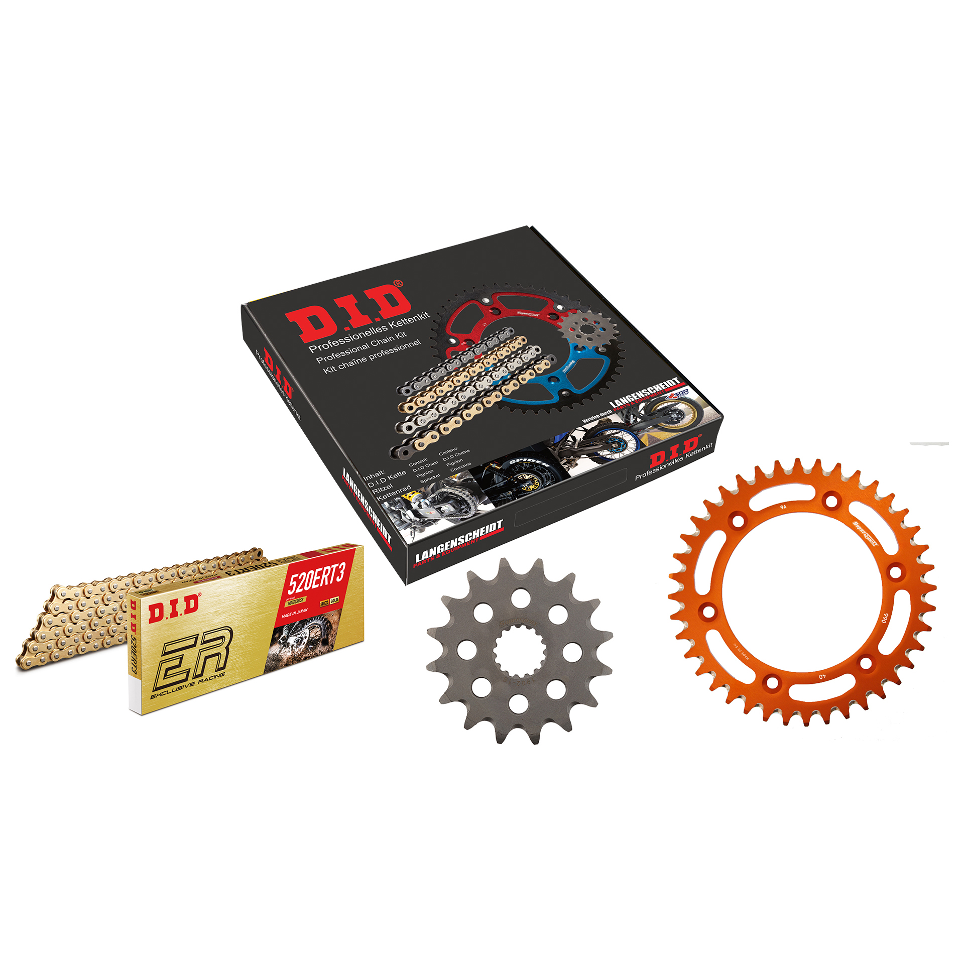 D.I.D. Kettenkit Alu 520ERT2(G&G) Clip 16/40/114 orange für KTM 690 - Motorradteile & Ersatzteile - Kraftübertragung