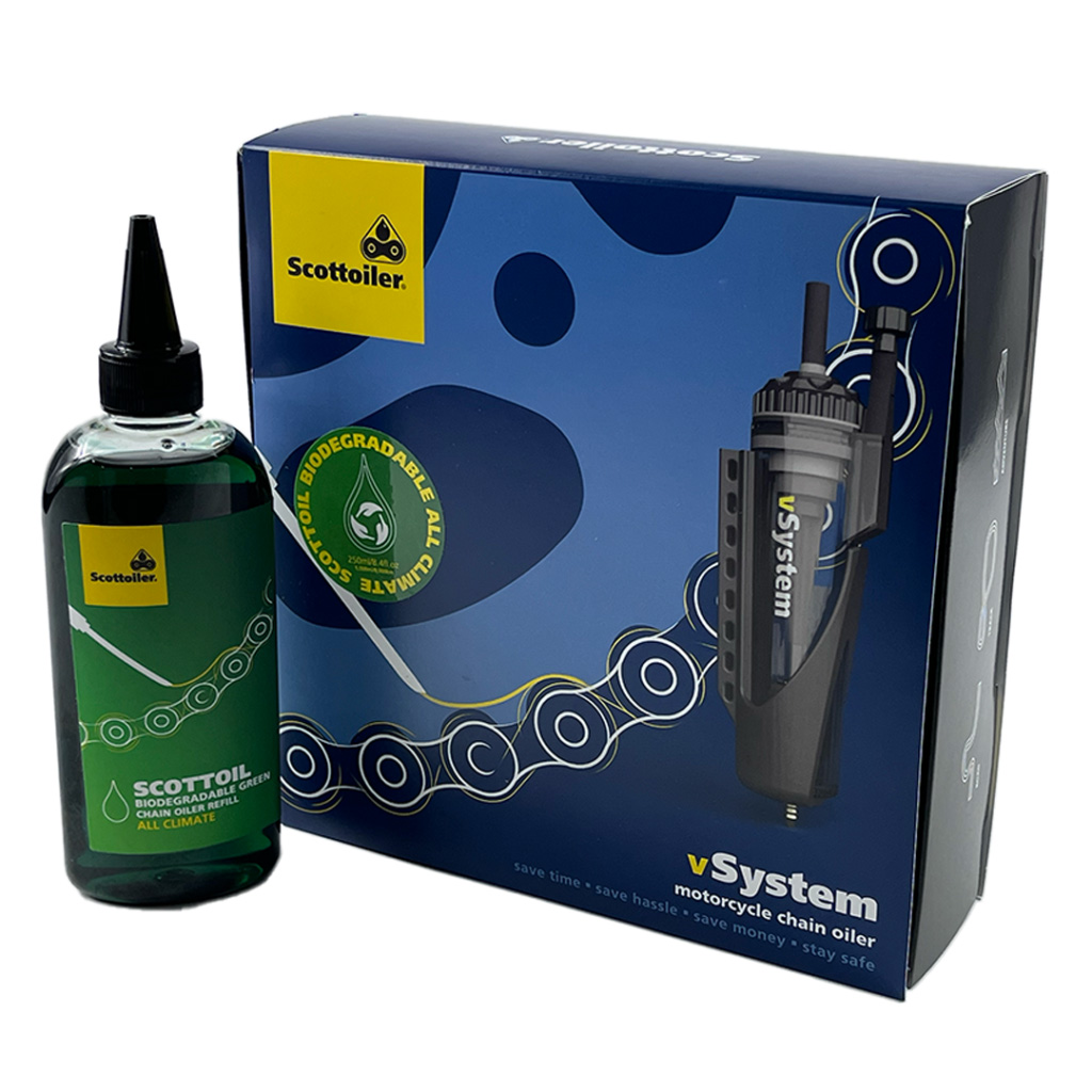 Scottoiler vSystem Set, Unterdruck-Kettenöler universal mit Bio Öl - Motorradzubehör - Öle & Schmiermittel