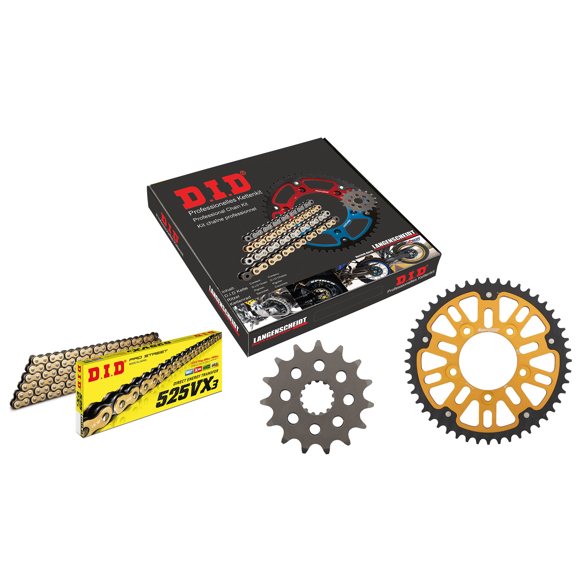 D.I.D. Supersprox Kettenkit Stealth 525VX3(G&B) Niet X 15/48/118 gold für Suzu - Motorradteile & Ersatzteile - Kraftübertragung
