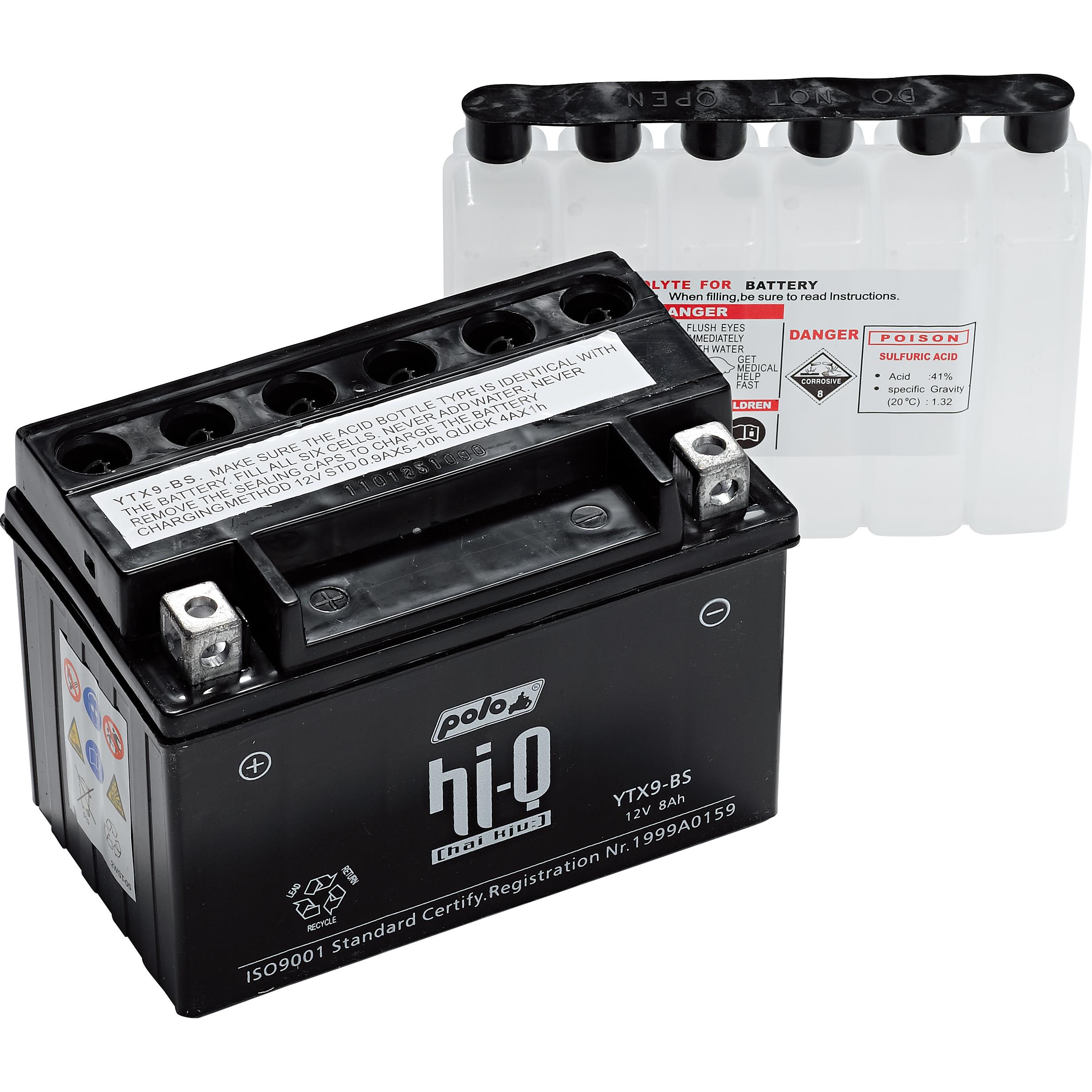 Hi-Q Batterie AGM MF inkl. Säure wart.frei YTX9-BS, 12V, 8Ah - Motorradteile & Ersatzteile - Batterien