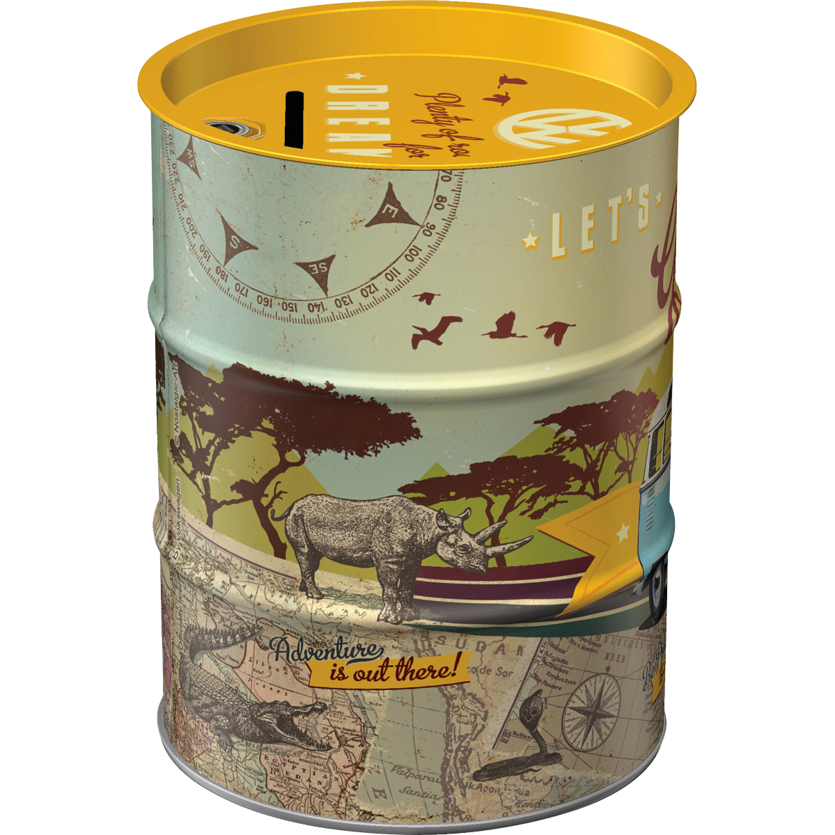 Nostalgic-Art-Spardose Ölfass "VW Bulli - Let's Get Lost"-5740971222010080