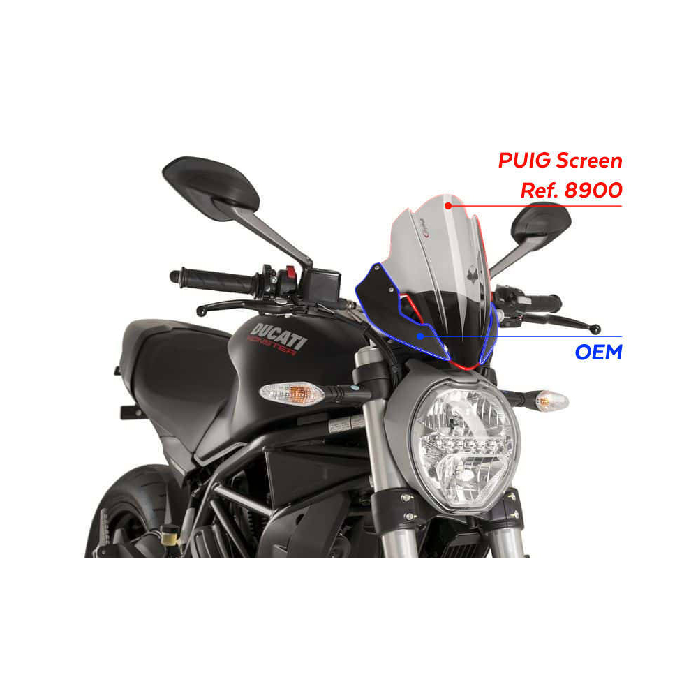 Puig Sportscheibe getönt für Ducati Monster 797/821/1200 /S/R 201 - Motorradteile & Ersatzteile - Verkleidungen & Abdeckungen