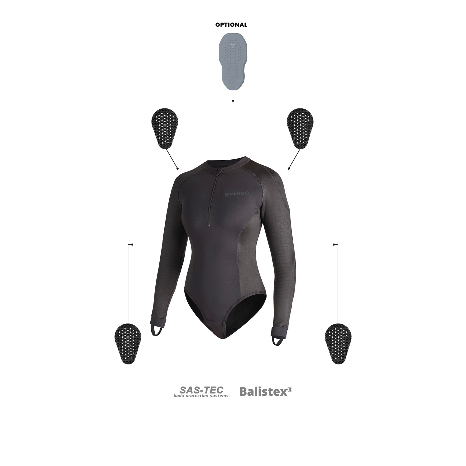 Pando Moto-Shell WW 02 Gepanzerter Damenbodysuit-0002172002001008